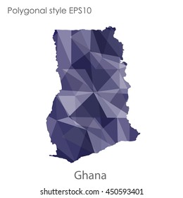 Ghana map in geometric polygonal style.Abstract gems triangle,modern design background.