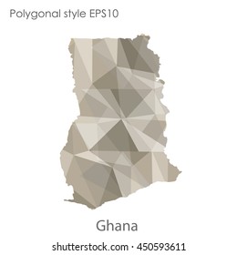 Ghana map in geometric polygonal style.Abstract gems triangle,modern design background.