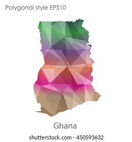 Ghana map in geometric polygonal style.Abstract gems triangle,modern design background.