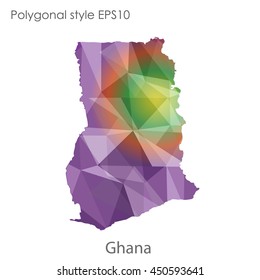 Ghana map in geometric polygonal style.Abstract gems triangle,modern design background.