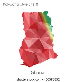 Ghana map in geometric polygonal style.Abstract gems triangle,modern design background.