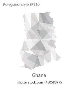 Ghana map in geometric polygonal style.Abstract gems triangle,modern design background.