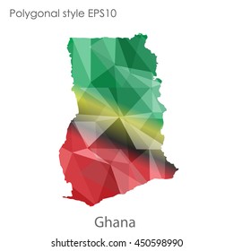 Ghana map in geometric polygonal style.Abstract gems triangle,modern design background.