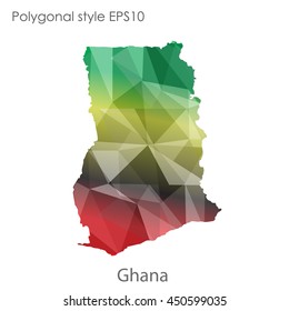 Ghana map in geometric polygonal style.Abstract gems triangle,modern design background.