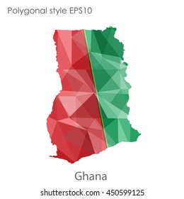Ghana map in geometric polygonal style.Abstract gems triangle,modern design background.