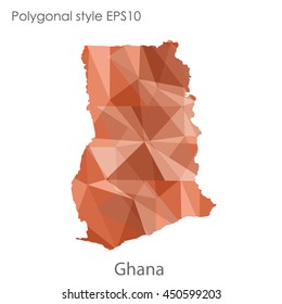 Ghana map in geometric polygonal style.Abstract gems triangle,modern design background.