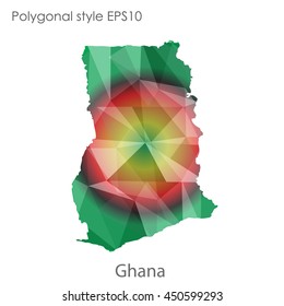 Ghana map in geometric polygonal style.Abstract gems triangle,modern design background.