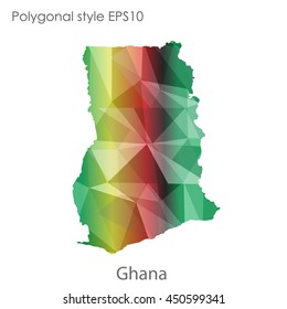 Ghana map in geometric polygonal style.Abstract gems triangle,modern design background.