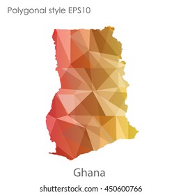 Ghana map in geometric polygonal style.Abstract gems triangle,modern design background.