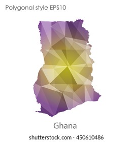 Ghana map in geometric polygonal style.Abstract gems triangle,modern design background.