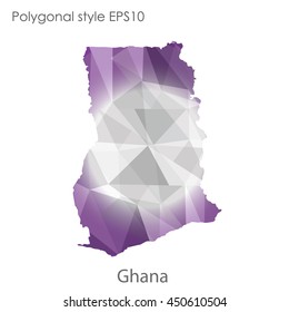 Ghana map in geometric polygonal style.Abstract gems triangle,modern design background.