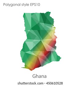 Ghana map in geometric polygonal style.Abstract gems triangle,modern design background.