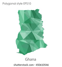 Ghana map in geometric polygonal style.Abstract gems triangle,modern design background.