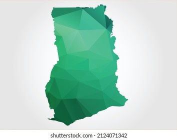 Ghana Map Green Color on white background polygonal