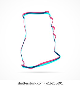 Ghana Map hand drawn with blue and pink highlighters, isolated on a blank background.
Vector illustration, easy to edit, manipulate, resize or colorize.