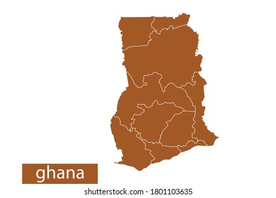 ghana map High Detailed on white background. Abstract design vector illustration eps 10. Orange color.