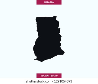 Ghana Map. High Detailed Silhouette Map In Soft Background - Vector.