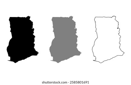 ghana map illustration isolated on background. map in black, gray, and outlines