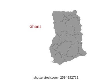 Ghana map isolated on white background. Map silhouette of Ghana. For website layouts, background, education, precise, customizable. Earth geography.