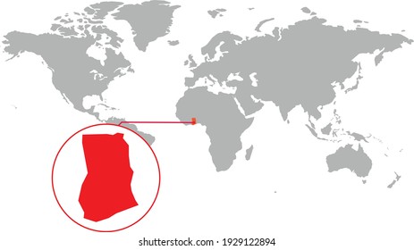
Mapa de Ghana. Mapa mundial aislado. Aislado sobre fondo blanco. Ilustración vectorial.