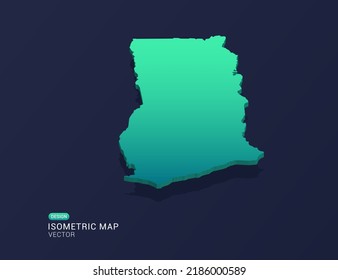 Ghana map of isometric green gradient vector illustration.