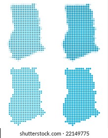 Ghana map mosaic set. Isolated on white background.