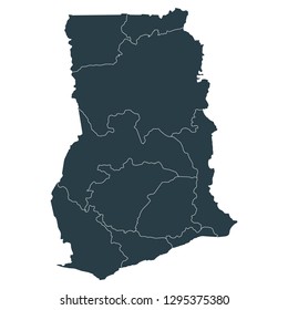 Ghana map on White background vector, Ghana Map Outline Shape Gray on White Vector Illustration, High detailed Gray illustration map Ghana.