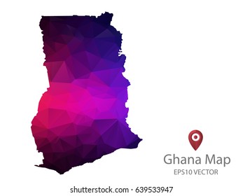 ghana map polygon colorful vector eps10