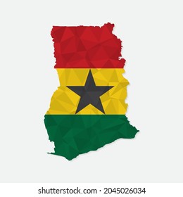Ghana map in polygonal style on white background. Vector illustration eps 10.