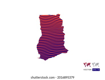 Ghana map red and blue of abstract with dynamic waves vector.