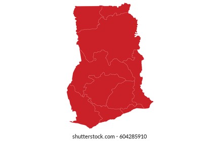 Ghana Map Red Color