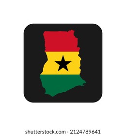 Ghana map silhouette with flag on black background