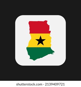 Ghana map silhouette with flag on white background