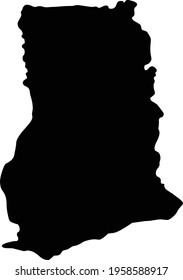 Ghana map silhouette vector ìsolated on white background