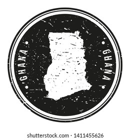 Ghana Map Symbol Round Design Stamp Travel and Business.