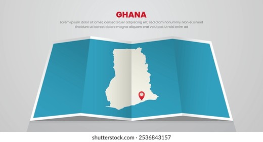 Ghana Karte Reise mit Pin Tag Lage Design Illustration