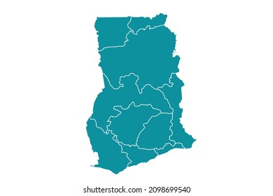 Ghana map vector, Abstract design vector illustration Eps 10. sea color palette color. High Detailed on white background.