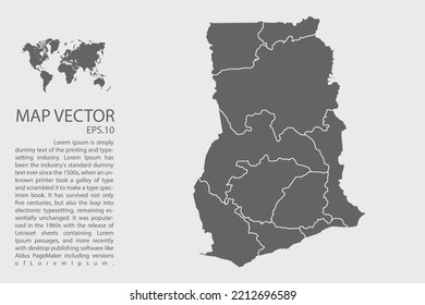 Ghana map vector, Abstract design vector illustration Eps 10. High Detailed on white background.