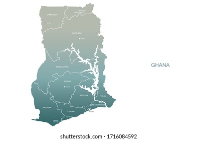 ghana map. vector map of ghana in africa.