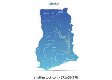 mapa de Ghana. mapa vector de ghana en África.