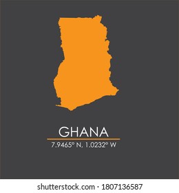 Ghana Map Vector Coordinate Isolated Dark Stock Vector (Royalty Free ...