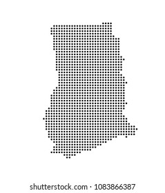 Ghana map vector. map dotted silhouette with black dots on a white background. Vector illustration eps 10.