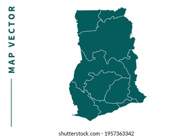 Ghana map vector. green color on white background.