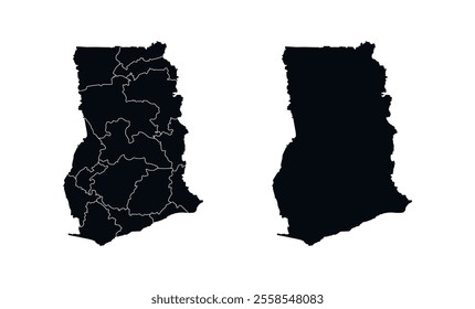 
Ghana Map vector icon. Map of Ghana Black Silhouette.