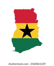 Ghana Map vector icon. Map of Ghana in Flag colors.