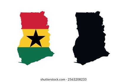 Ghana Map vector icon. Map of Ghana in Flag colors.