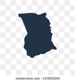 Ghana map vector icon isolated on transparent background, Ghana map transparency concept can be used web and mobile