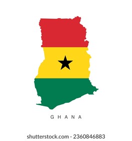 Ghana map vector icon with national flag color.
