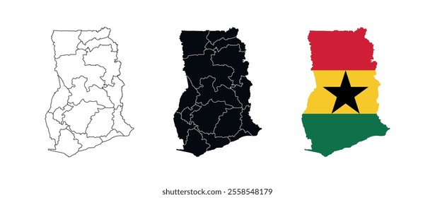 Ghana Map vector icon. Map of Ghana various styles.