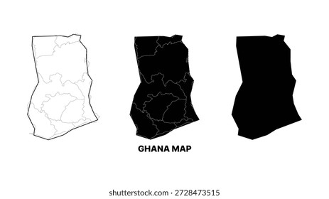 Projeto de ilustração de vetor do mapa de Gana